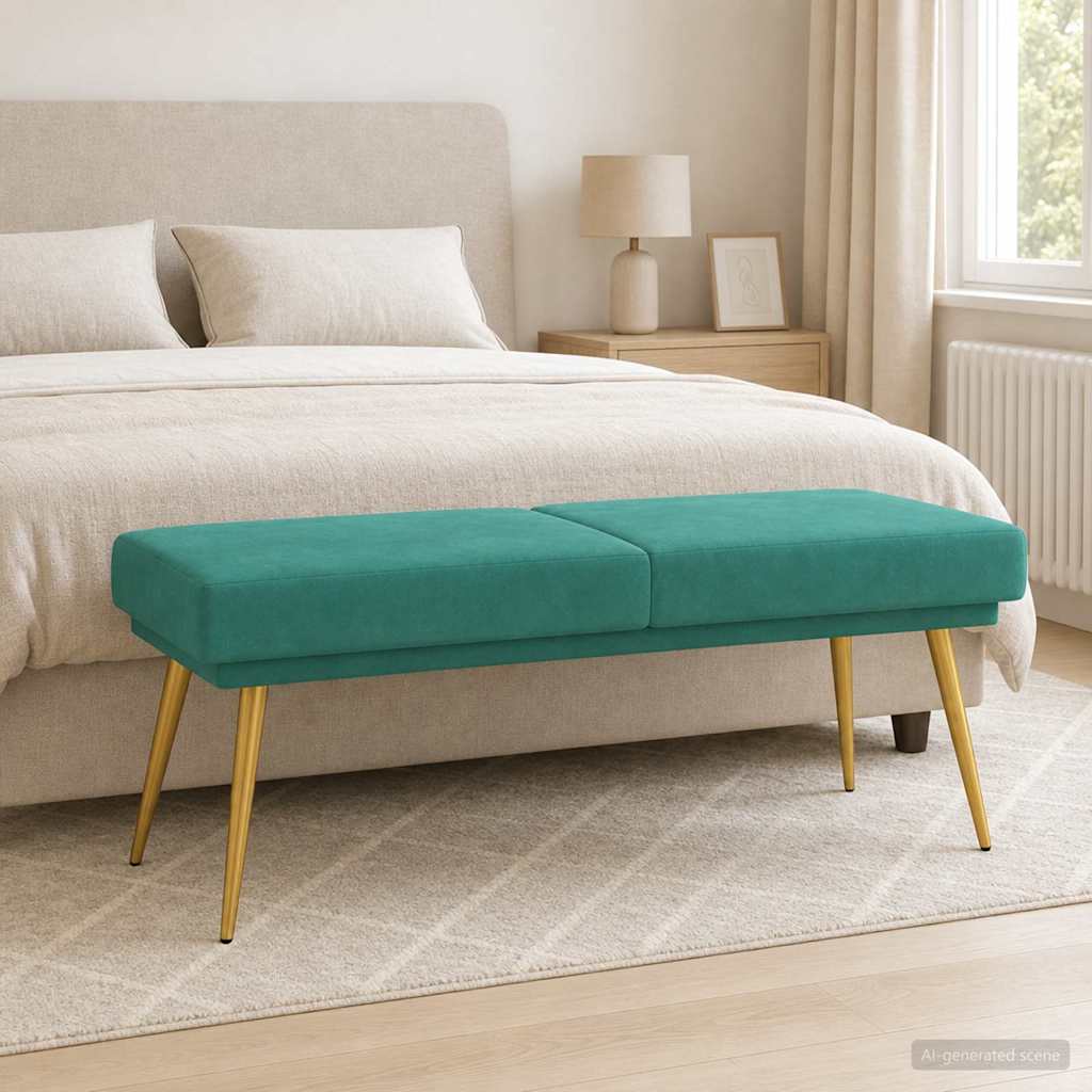 Dobbeltlagret bænk Turkis 120 x 45 x 46 cm Fløjl billede