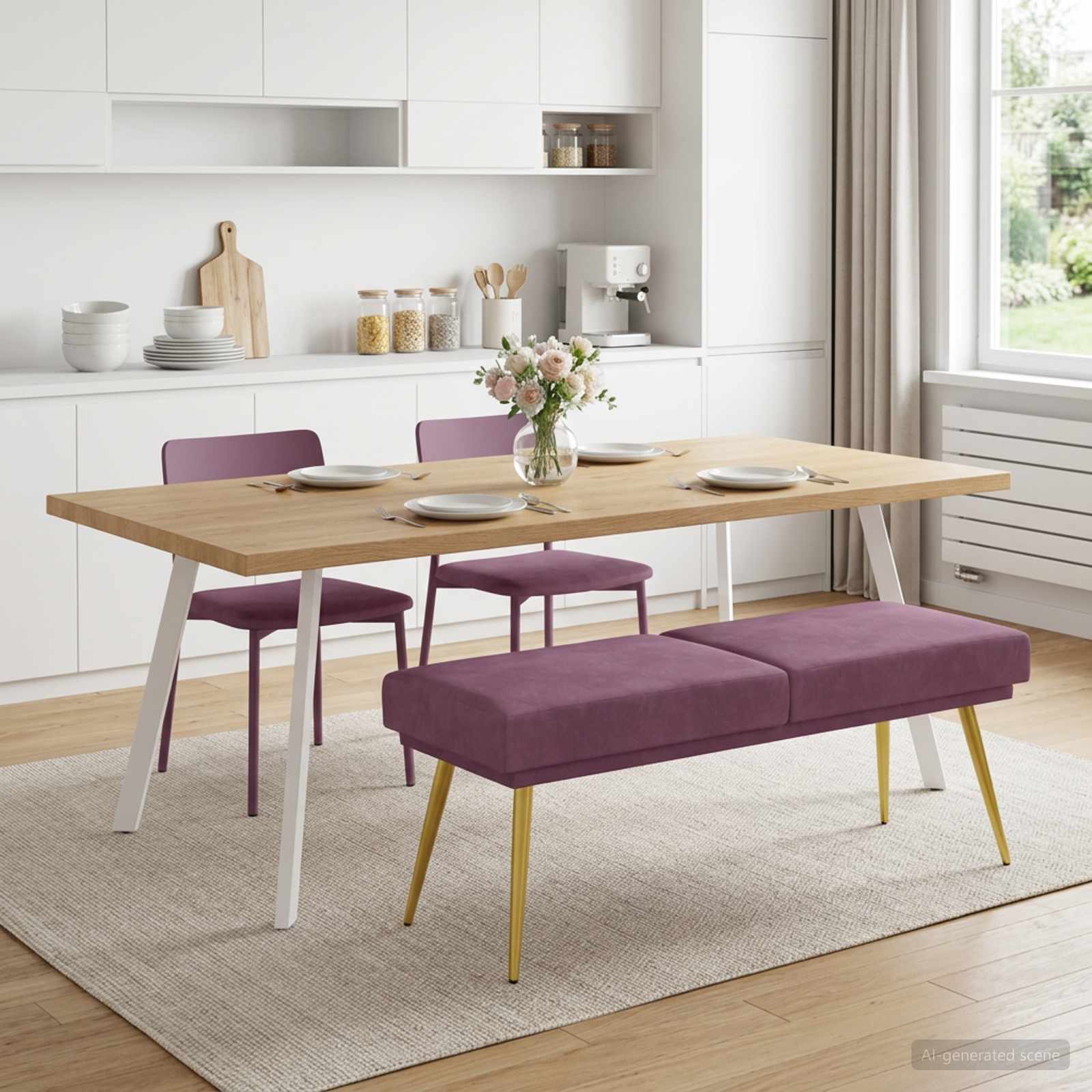 Dobbeltlagret bænk Lilla 120 x 45 x 46 cm Fløjl billede