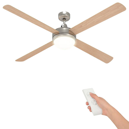 Loftfan med lys og fjernbetjening Ø 130 cm Sonoma-eg