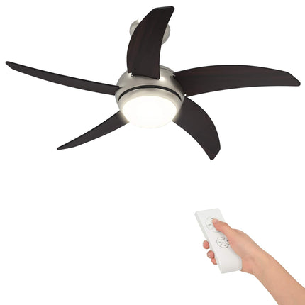 Loftfan med lys og fjernbetjening Ø 110 cm Mørk Brun