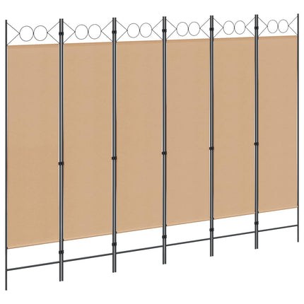 6-Paneler Rumdeler Beige 240 x 180 cm Stof