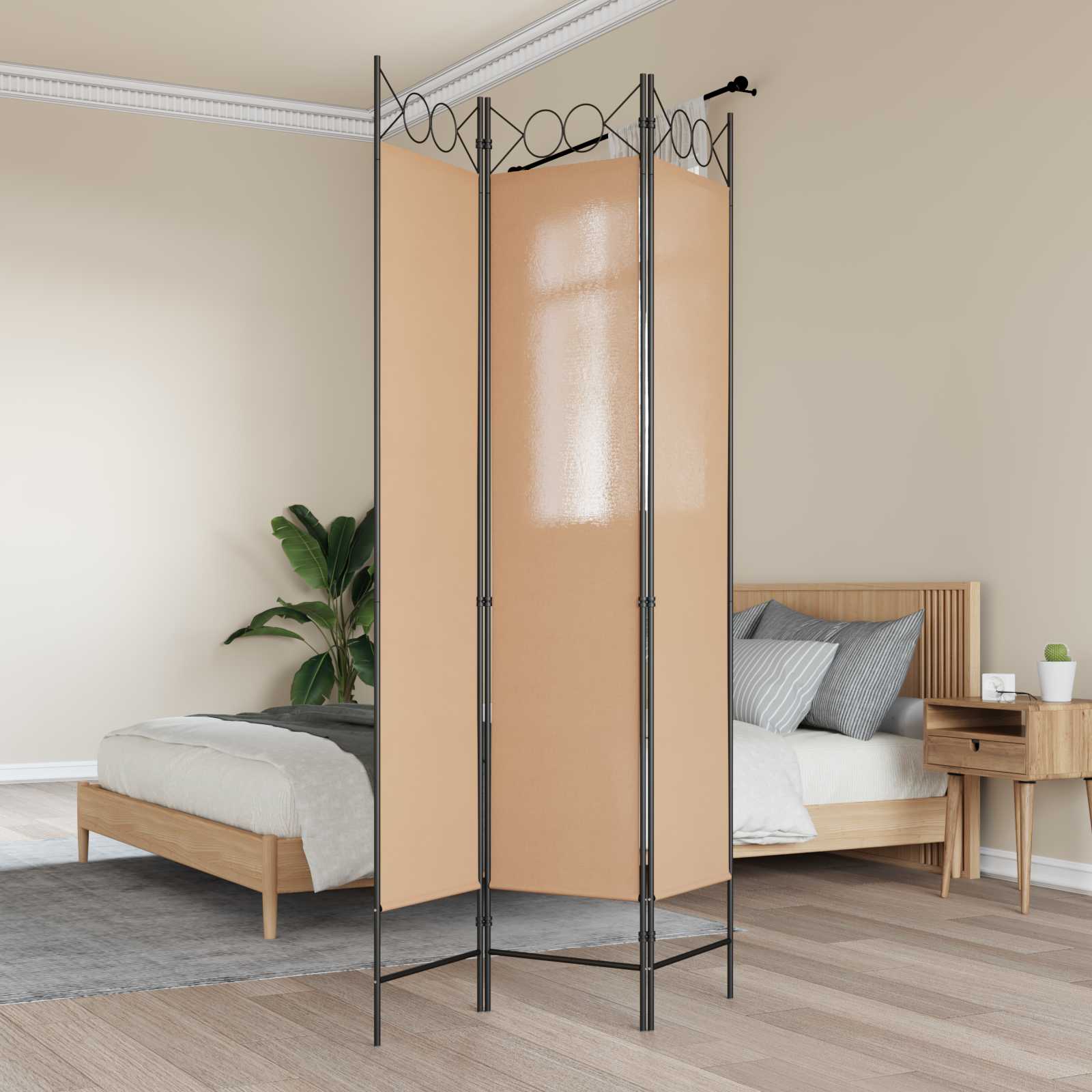 3-panel rumdeler Beige 120 x 200 cm Stof billede