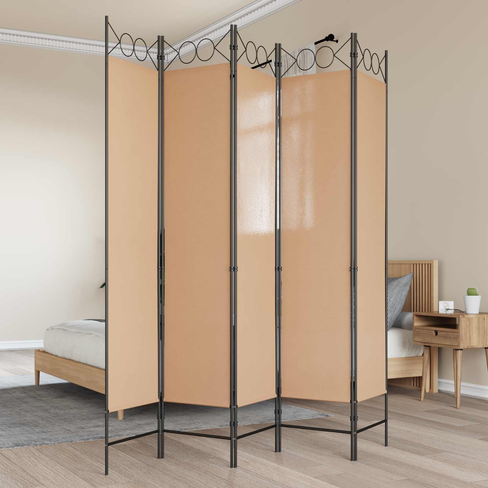 5-panel rumdeler Beige 200 x 200 cm Stof