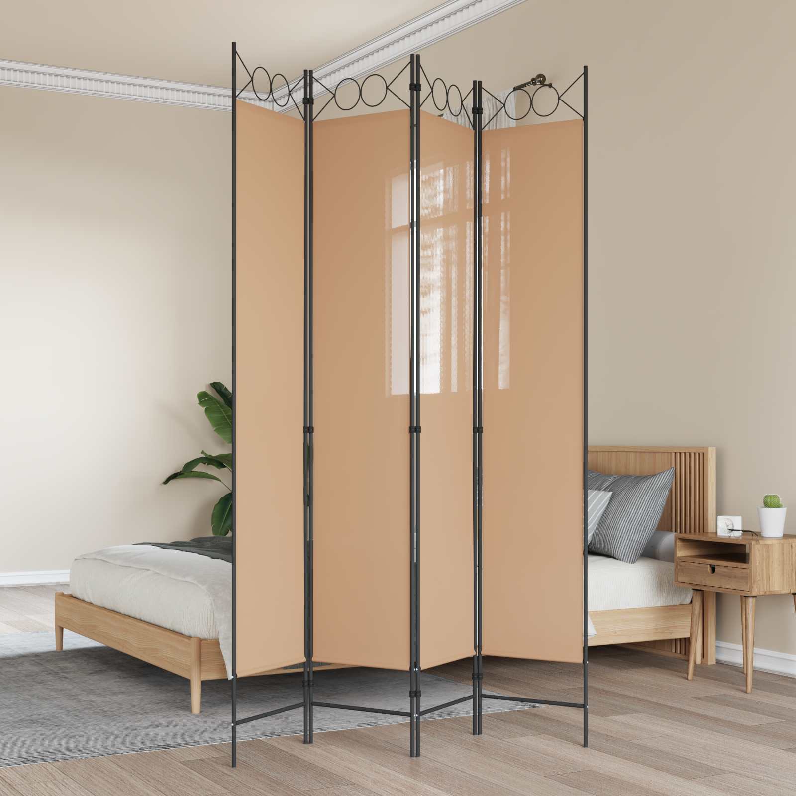 4-panel rumdeler Beige 160 x 220 cm Stof billede