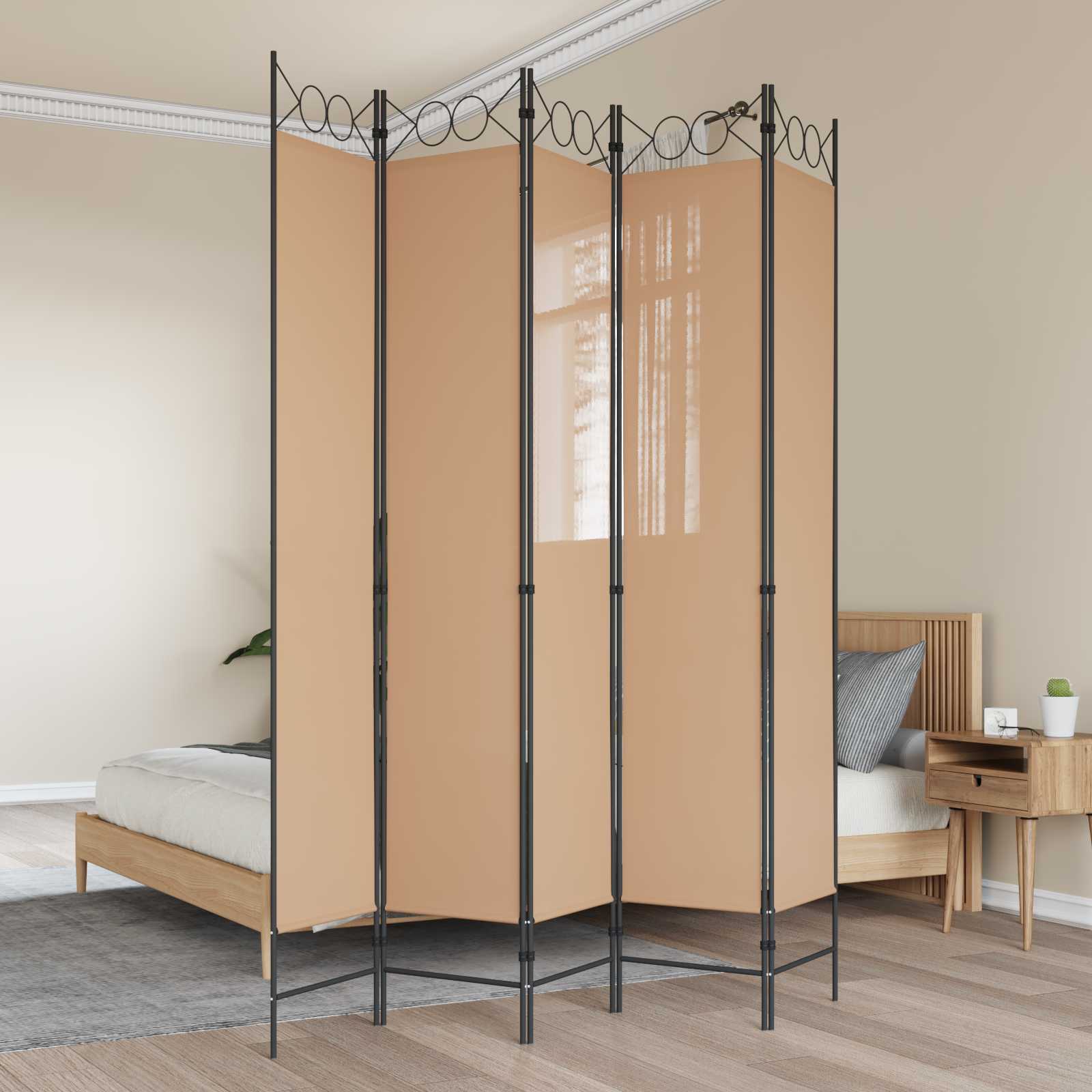 5-panel rumdeler Beige 200 x 220 cm Stof billede