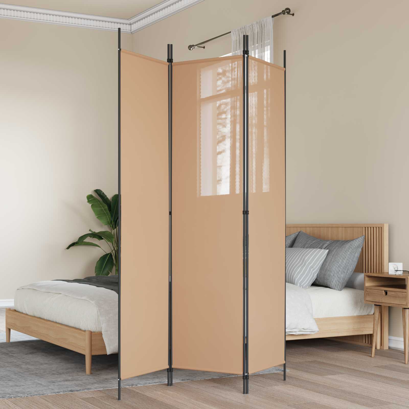 3-panel rumdeler Beige 150 x 200 cm Stof billede