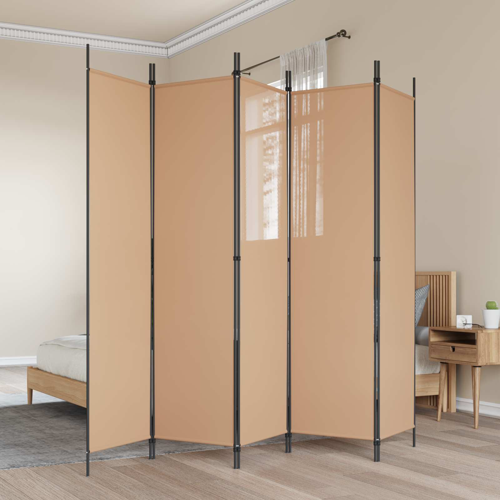 5-panel rumdeler Beige 250 x 200 cm Stof billede