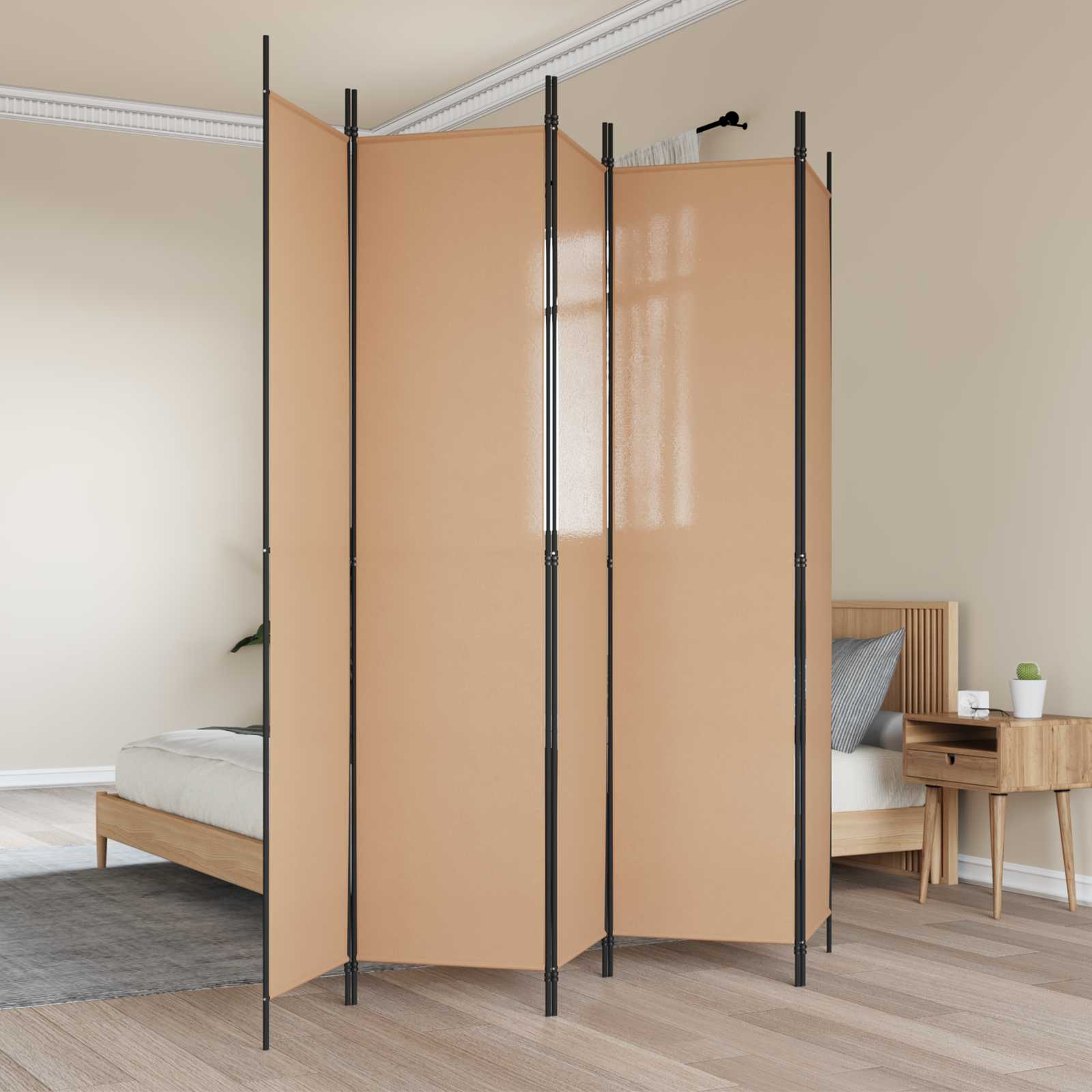 5-panel rumdeler Beige 250 x 220 cm Stof billede
