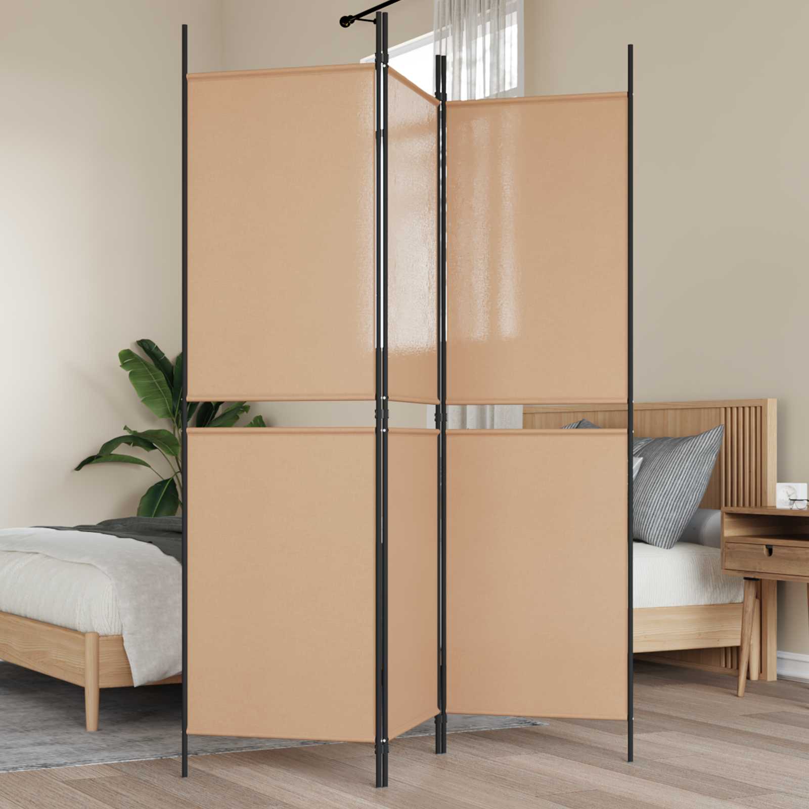 3-panel rumdeler Beige 150 x 180 cm Stof billede