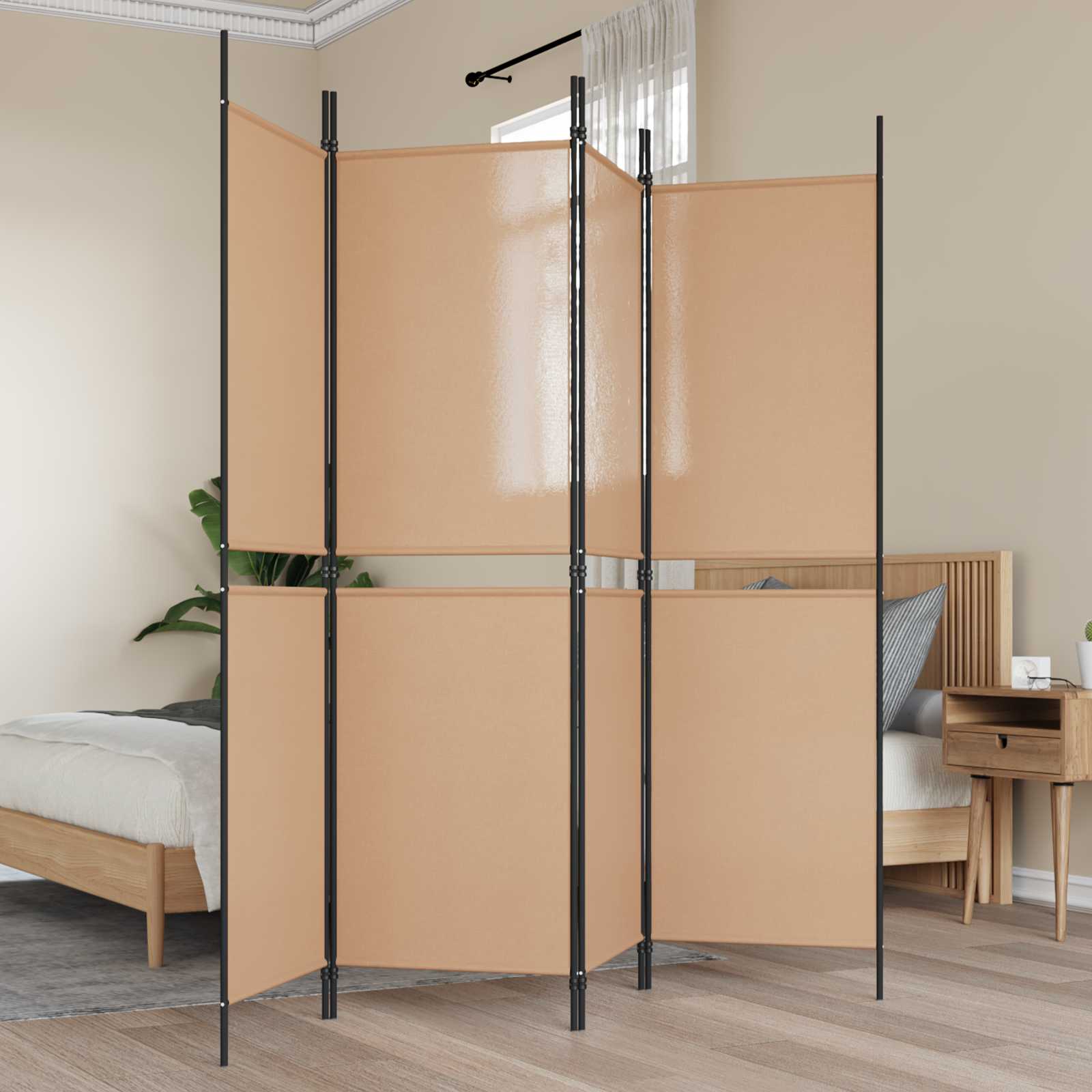 4-panelet rumdivider Beige 200 x 180 cm Stof billede