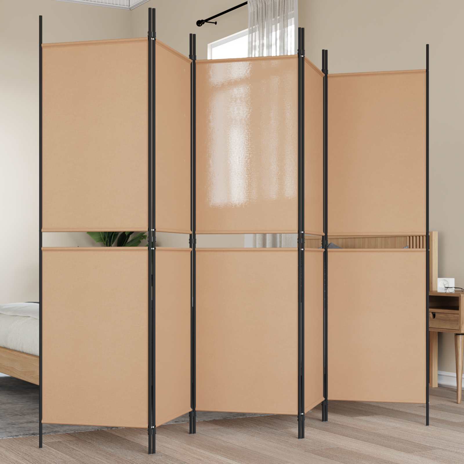 5-panel rumdeler Beige 250 x 180 cm Stof billede