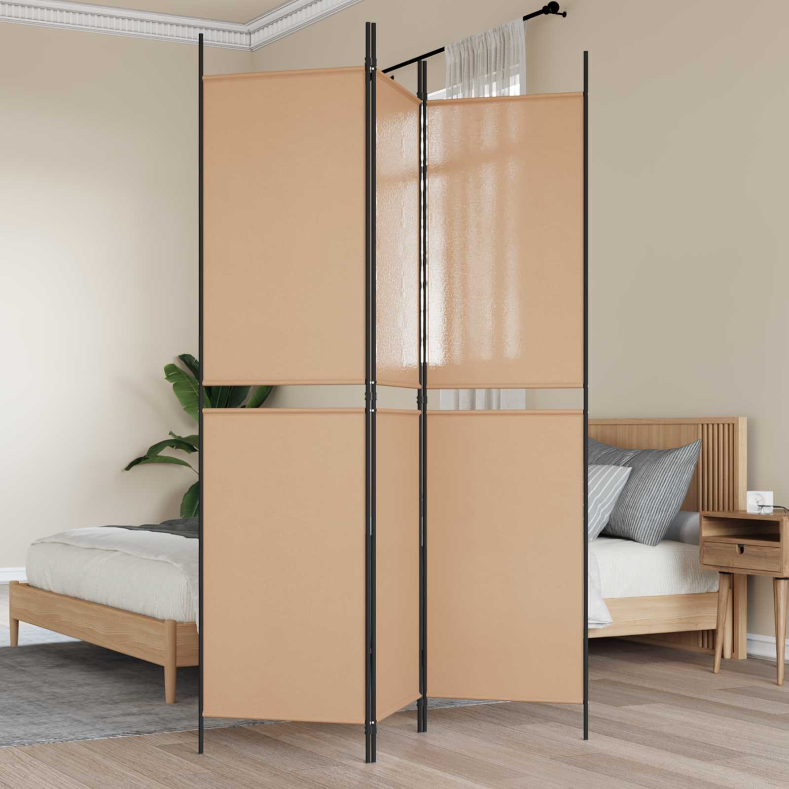 3-panel rumdeler Beige 150 x 200 cm Stof billede