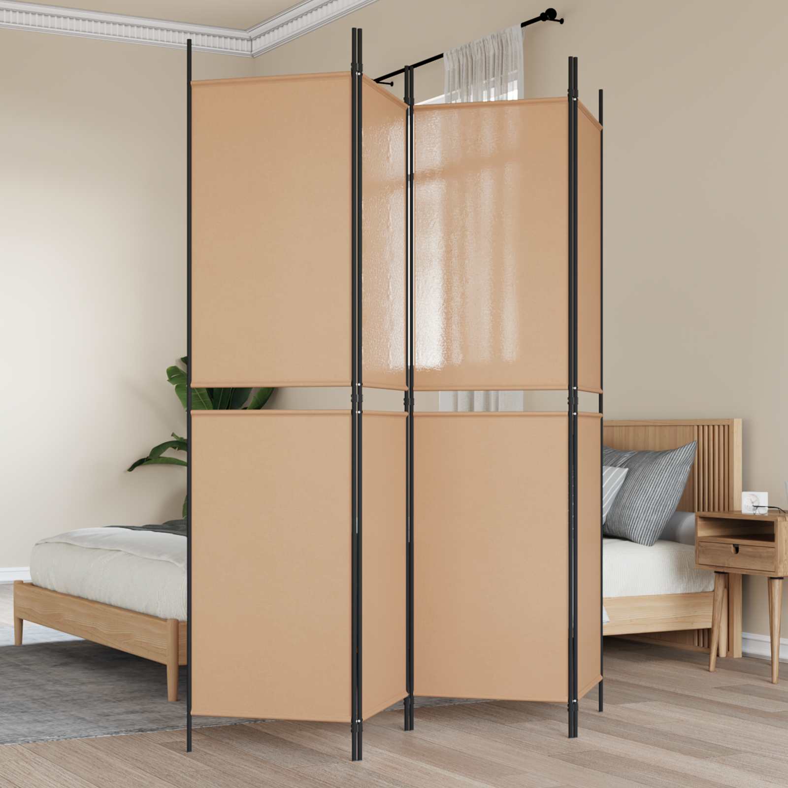 4-panel rumdeler Beige 200 x 200 cm Stof billede