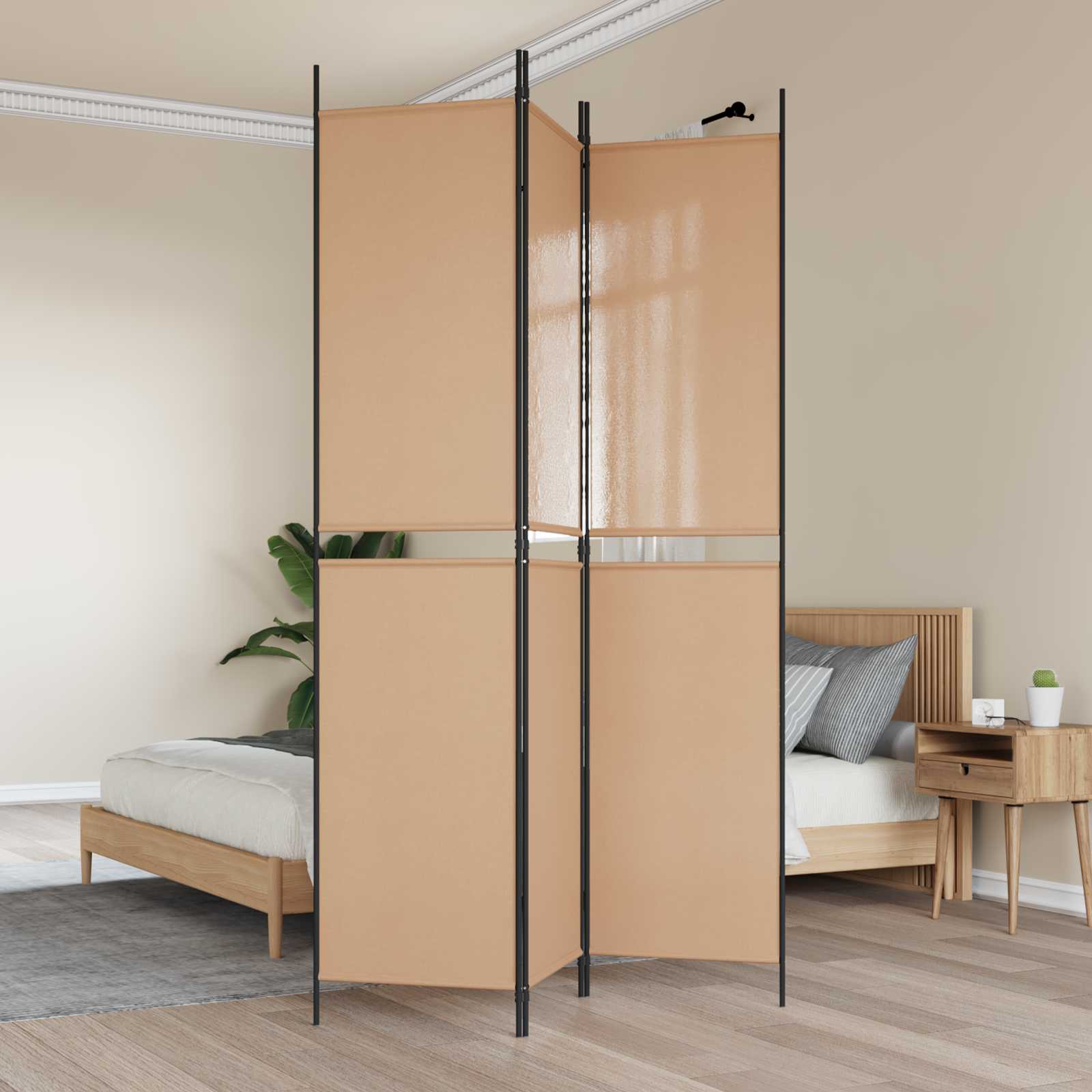 3-panel rumdeler Beige 150 x 220 cm Stof billede