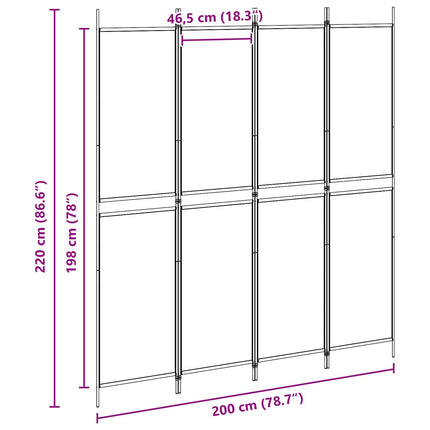 4-panelet rumdivider Beige 200 x 220 cm Stof