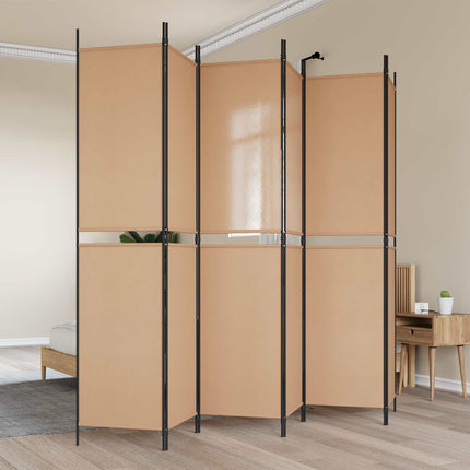 6-Paneler Rumdeler Beige 300 x 220 cm Stof