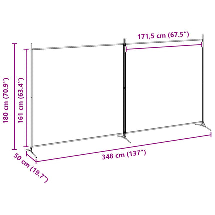 2-panels rumdeler Beige 348 x 180 cm Stof