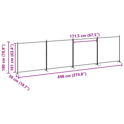 4-panel rumdeler Beige 698 x 180 cm Stof