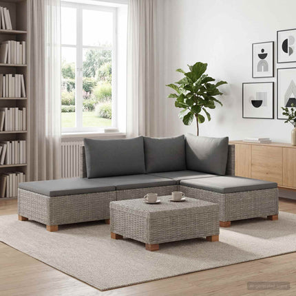 4 stk. Rattan Loungesæt med Puder GENDT Naturlig rattan