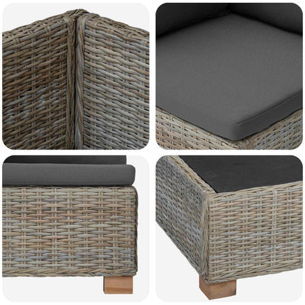 5 stk. Rattan Loungesæt med Puder GENDT Naturlig rattan