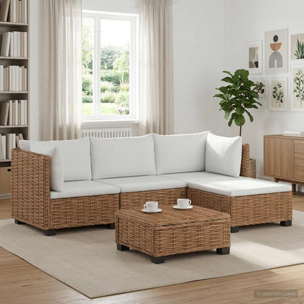 5 stk. Rattan Loungesæt med Puder GENDT Naturlig rattan