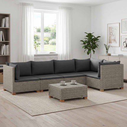6 stk. Rattan Loungesæt med Puder GENDT Naturlig rattan