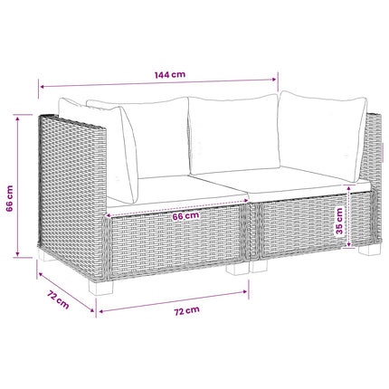 2 stk. Rattan Loungesæt med Puder GENDT Naturlig rattan