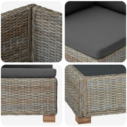 3 stk. Rattan Loungesæt med Puder GENDT Naturlig rattan