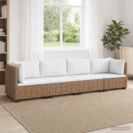 4 stk. Rattan Loungesæt med Puder GENDT Naturlig rattan