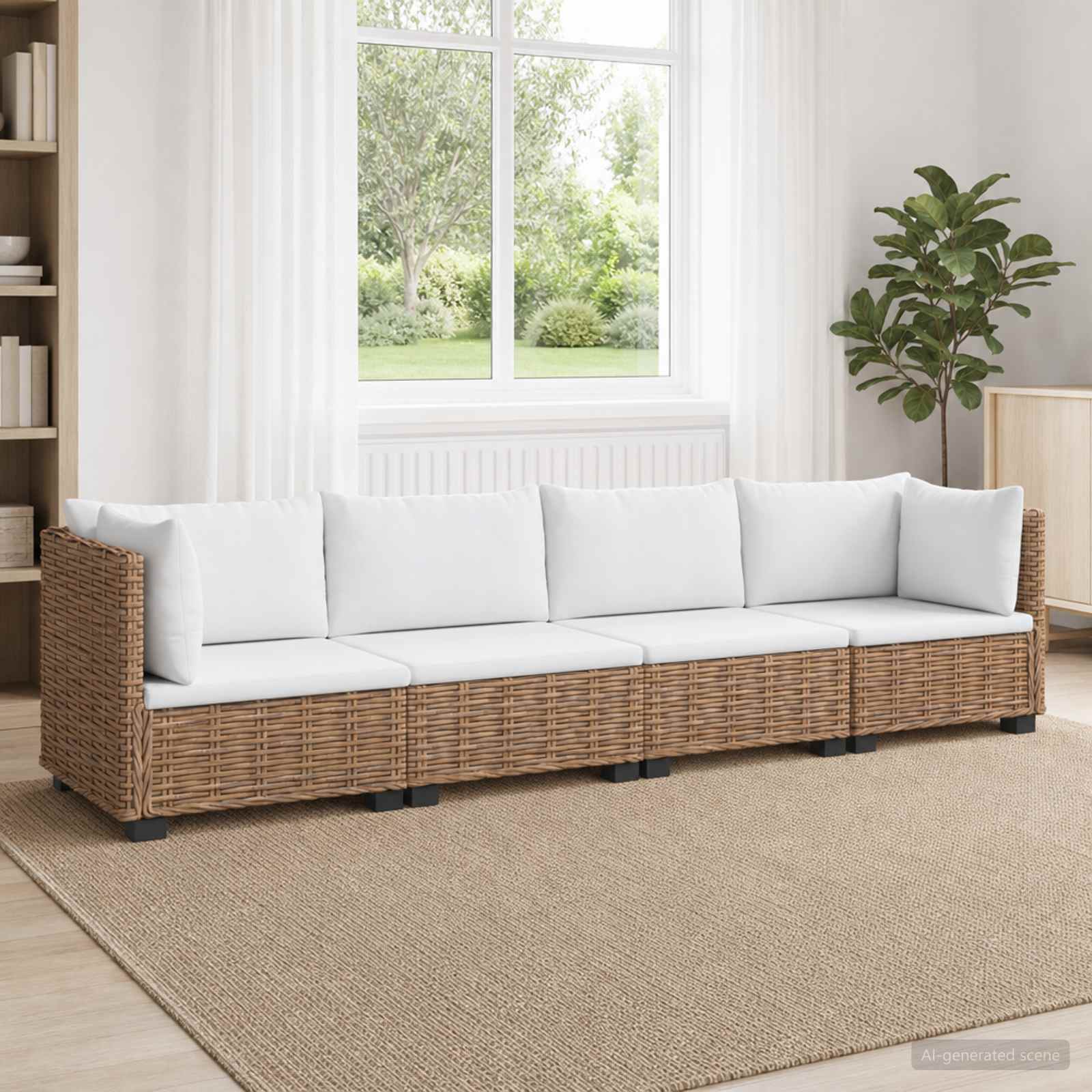 4 stk. Rattan Loungest med Puder GENDT Naturlig rattan