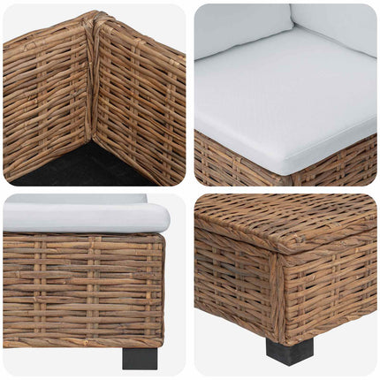 6 stk. Rattan Loungesæt med Puder GENDT Naturlig rattan