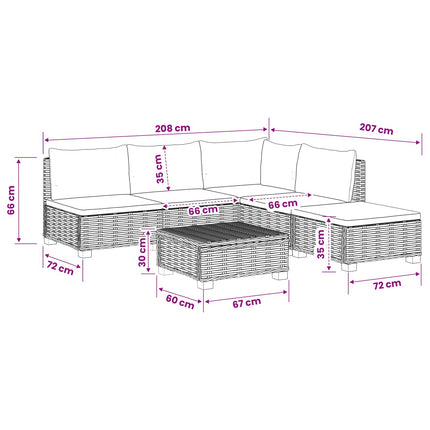 6 stk. Rattan Loungesæt med Puder GENDT Naturlig rattan