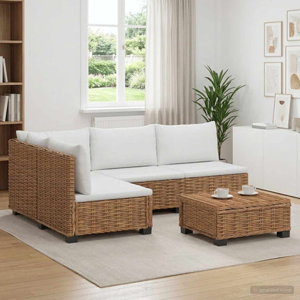 5 stk. Rattan Loungesæt med Puder GENDT Naturlig rattan