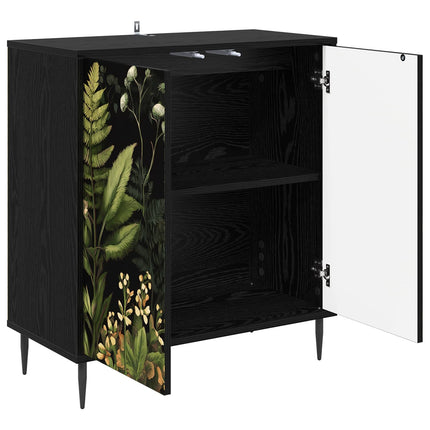 Sideboard RHENEN Sort eg 69 x 33 x 76 cm Konstrueret træ