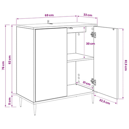 Sideboard ELBURG Sort eg 69 x 33 x 76 cm Konstrueret træ