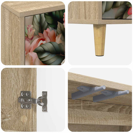 Sideboard BORNE Sonoma-eg 102 x 33 x 75 cm Konstrueret træ