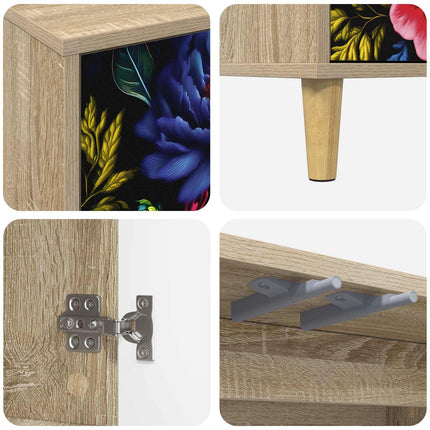 Sideboard KIEL Sonoma-eg 102 x 33 x 75 cm Konstrueret træ