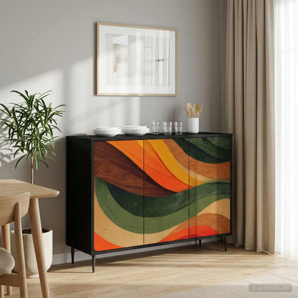 Sideboard BONN Sort eg 102 x 33 x 76 cm Konstrueret træ