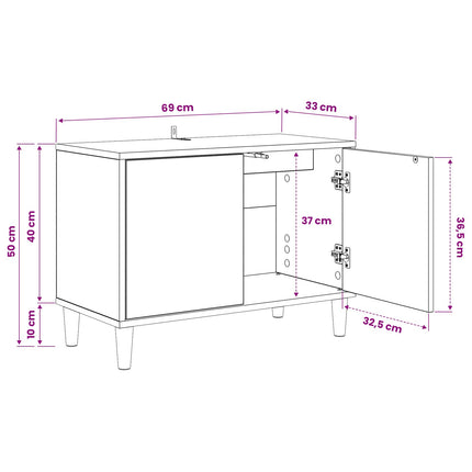 TV-skab MAINZ 69 x 33 x 50 cm Sonoma-eg Konstrueret træ