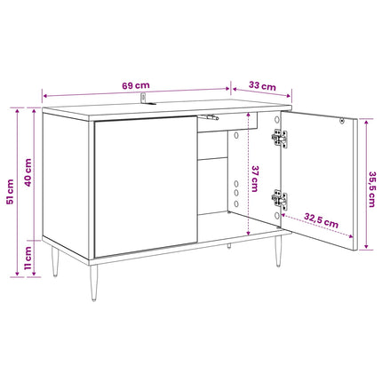 TV-skab RAALTE 69 x 33 x 50,5 cm Sort eg Konstrueret træ