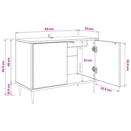 TV-skab KIEL 69 x 33 x 50,5 cm Sort eg Konstrueret træ