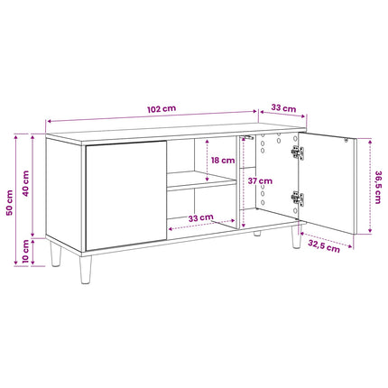 TV-skab BORNE 102 x 33 x 50 cm Sonoma-eg Konstrueret træ