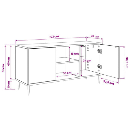 TV-skab DOKKUM 102 x 33 x 51 cm Sort eg Konstrueret træ