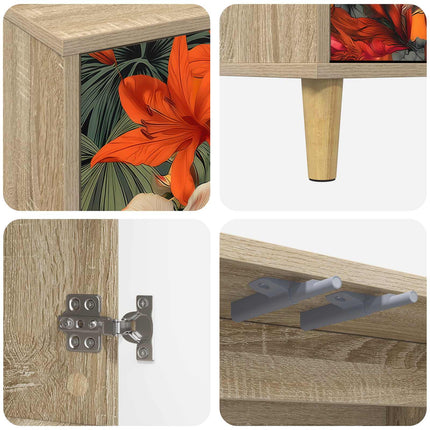 TV-skab GENNEP 102 x 33 x 50 cm Sonoma-eg Konstrueret træ