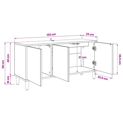 TV-skab BONN 102 x 33 x 50 cm Sonoma-eg Konstrueret træ