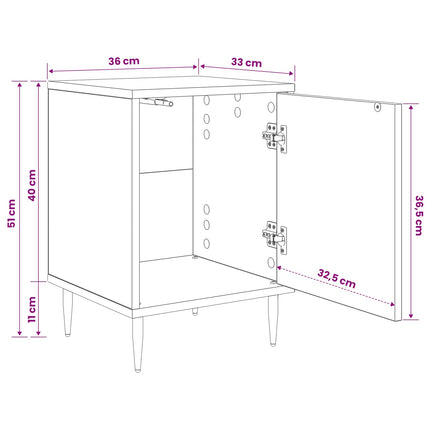 Natskab RAALTE 2 stk. Sort eg 36 x 33 x 51 cm Konstrueret træ