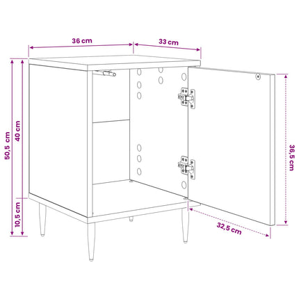 Natskab BREMEN Sort eg 36 x 33 x 51 cm Konstrueret træ