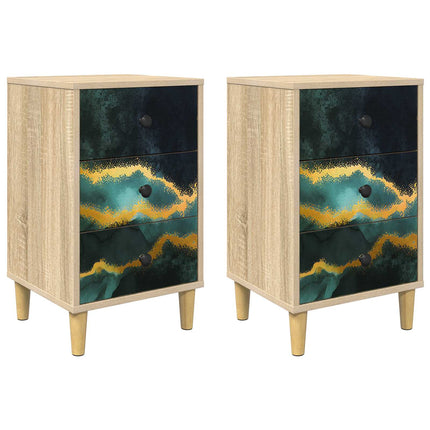 Natskab WIJHE 2 stk. Sonoma-eg 36 x 33 x 60 cm Konstrueret træ