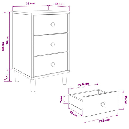 Natskab AACHEN 2 stk. Sonoma-eg 36 x 33 x 60 cm Konstrueret træ