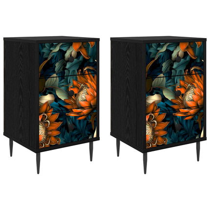 Natskab LOCHEM 2 stk. Sort eg 36 x 33 x 61 cm Konstrueret træ